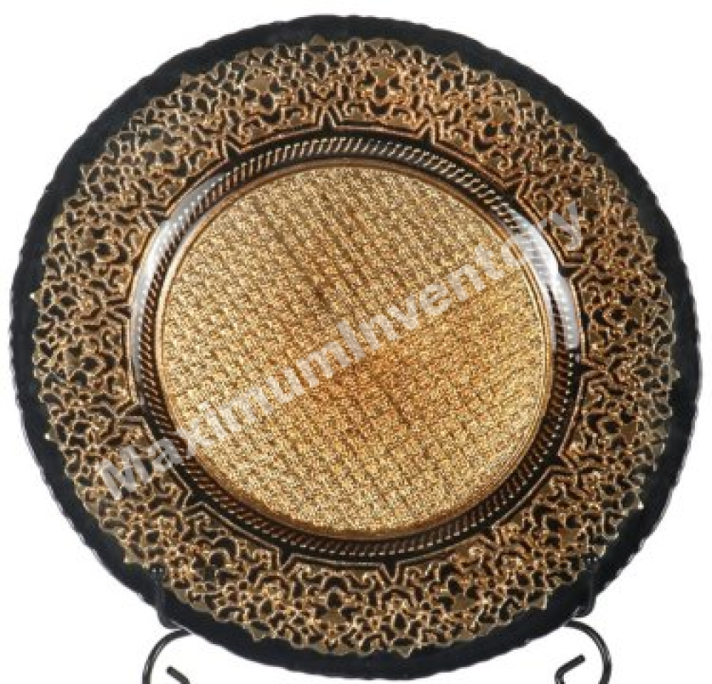 talíř klubový sklo Ø 32 ČERNÝ/ZLATÝ