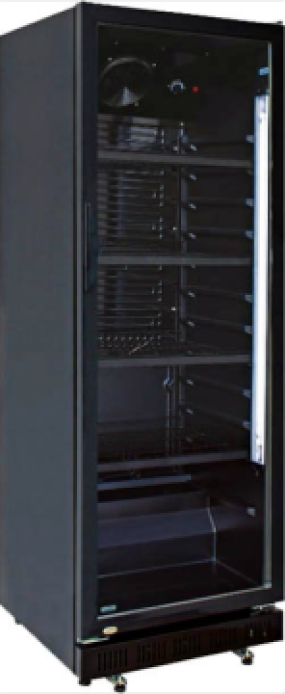 lednice černá prosklené dveře